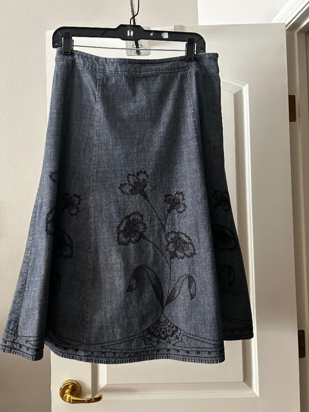 Denim Embroidered Skirt